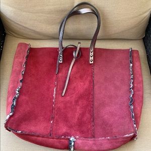 Rosella D. Genuine Leather Red Suede Shoulder Bag